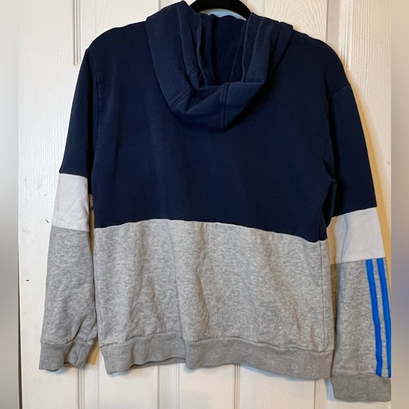 Adidas Boy's Fleece Hoodie Sweatshirt - Navy/Gray - Size Large (14 - 16) - Picture 5 of 6